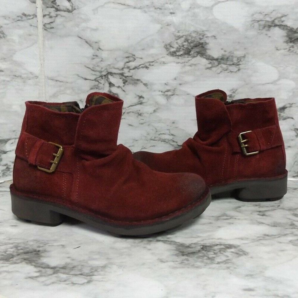 NEW FLY London Leather Ankle Boots w/ Buckle Detai